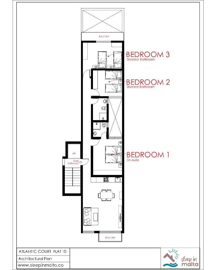 F10 Room 3, Private Room Two Single Beds Shared Bathroom In Shared Flat Msida Esterno foto